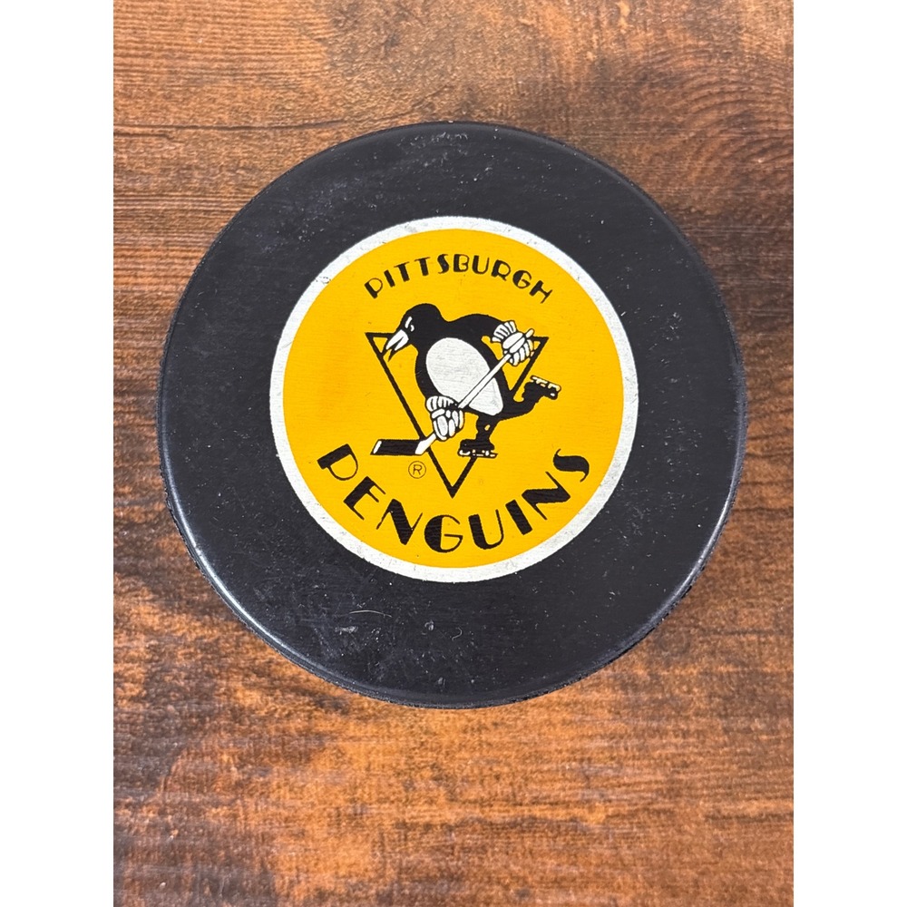 Vintage Pittsburgh Penguins NHL Hockey Puck Trench Mfg Canada John Ziegler Jr